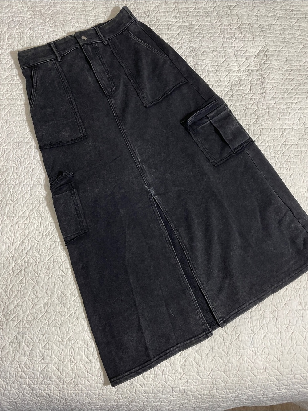 white birch Black Cargo Maxi Skirt
